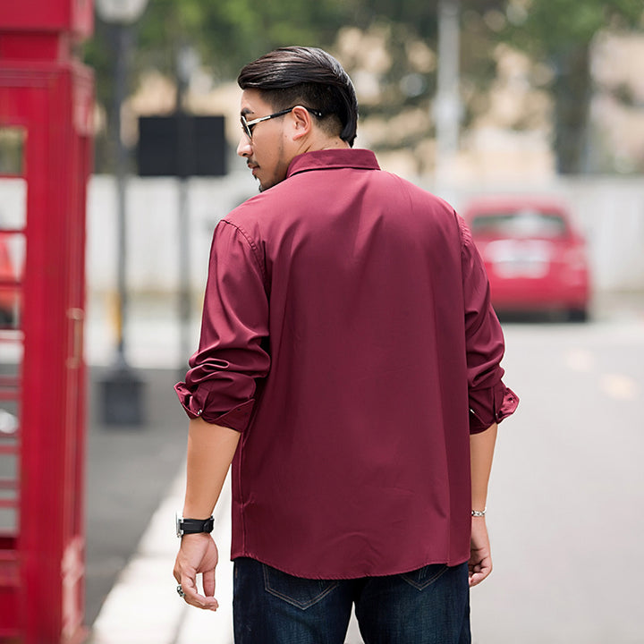Herren Locker geschnittenes Button-Down-Hemd mit Brusttasche Echoarchiv