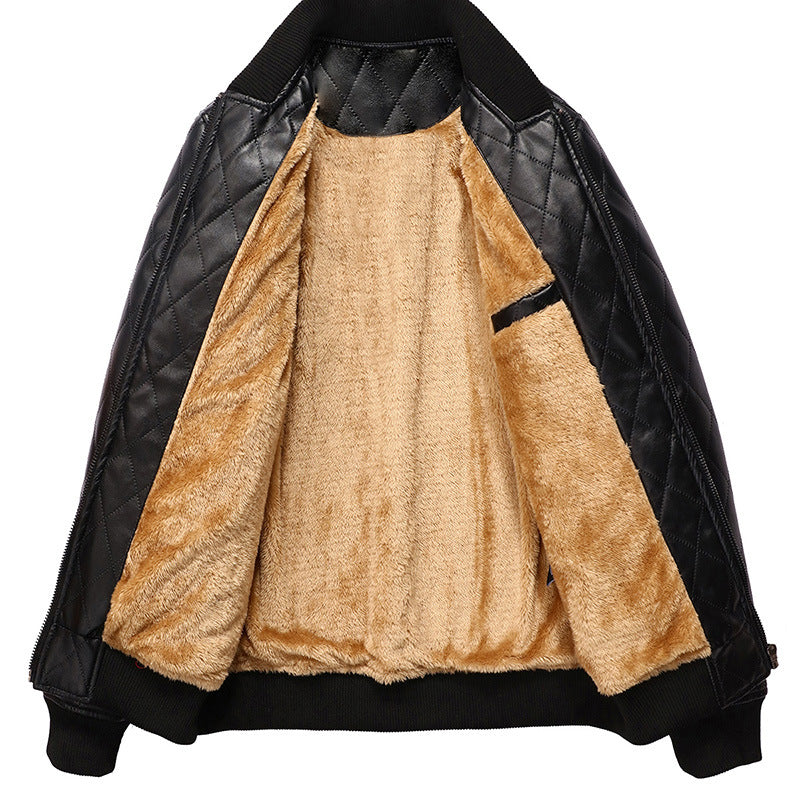 Herren gesteppte Lederjacke mit kuscheligem Innenfutter Echoarchiv