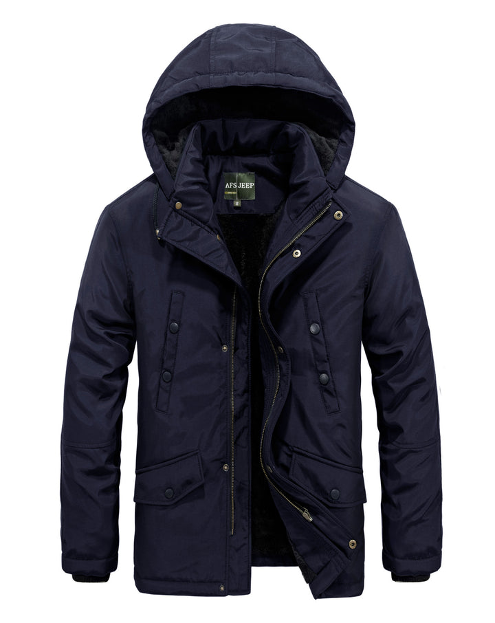Herren gefütterte Winterjacke mit abnehmbarer Kapuze Echoarchiv