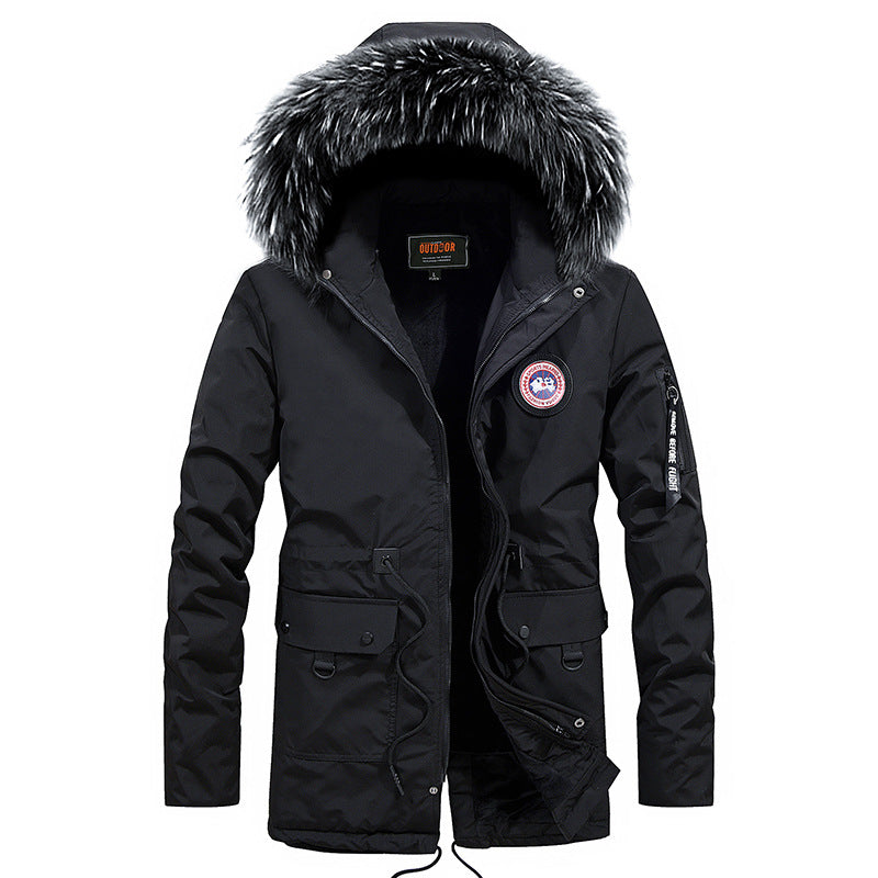 Herren warme Outdoor-Jacke mit abnehmbarem Kunstfellkragen Echoarchiv