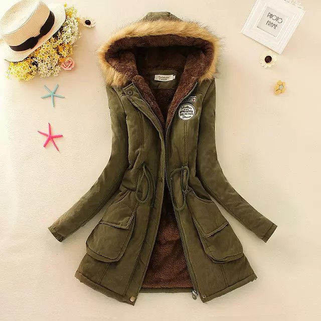 Damen nan gefütterter Parka mit Kunstfellkapuze, Sherpa-Innenfutter und taillierendem Kordelzug Echo Archiv