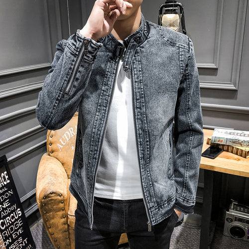 Herren Slim‑Fit Jeansjacke mit Stehkragen und Vintage‑Waschung Echo Archiv