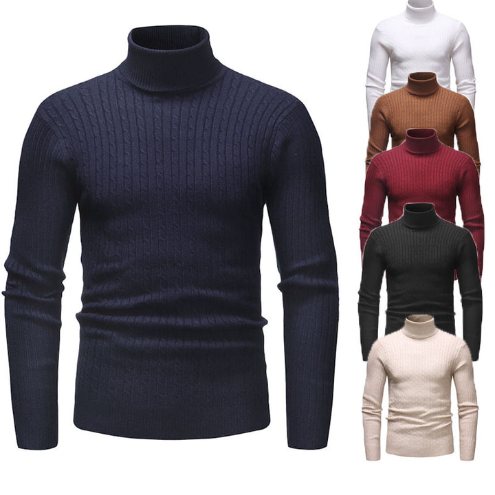 Herren Rollkragenpullover mit strukturiertem Zopfmuster Echoarchiv