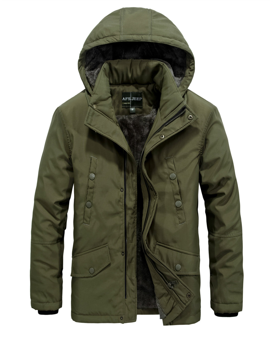 Herren gefütterte Winterjacke mit abnehmbarer Kapuze Echoarchiv