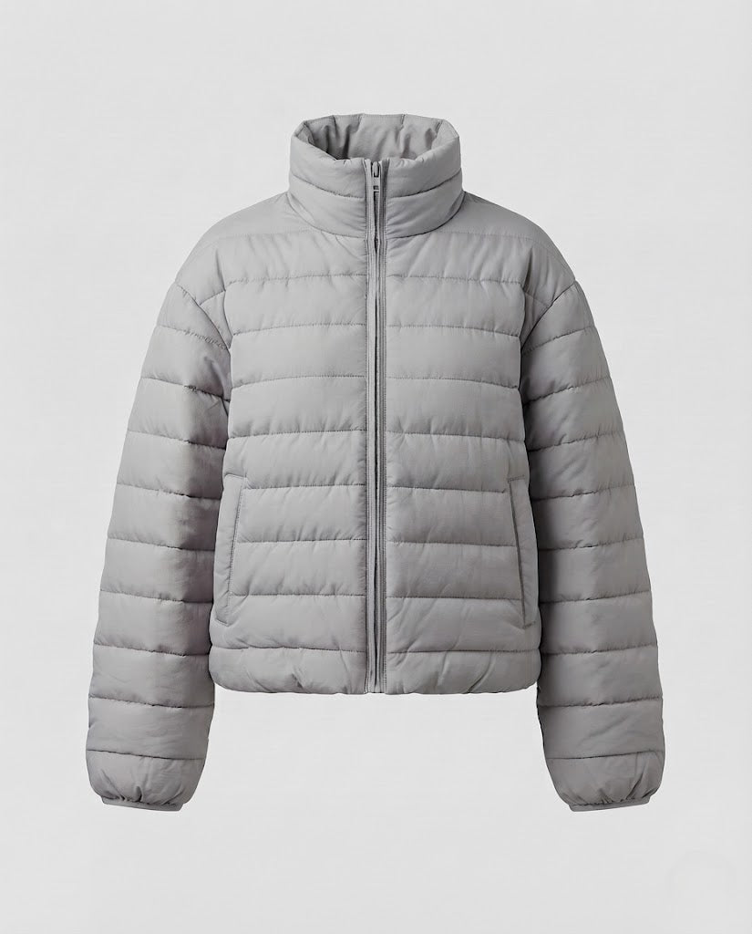 Damen Oversize Quilted Steppjacke mit Tunnelzugkapuze und schräger Stepplinie Echo Archiv