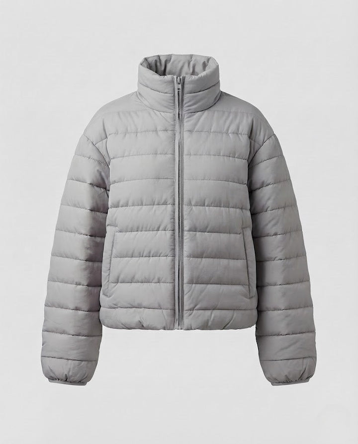 Damen Oversize Quilted Steppjacke mit Tunnelzugkapuze und schräger Stepplinie Echo Archiv