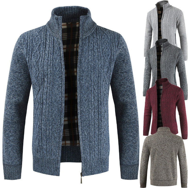 Herren Strickjacke mit Reißverschluss und Stehkragen Echoarchiv