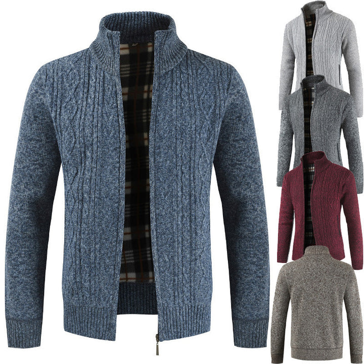 Herren Strickjacke mit Reißverschluss und Stehkragen Echoarchiv
