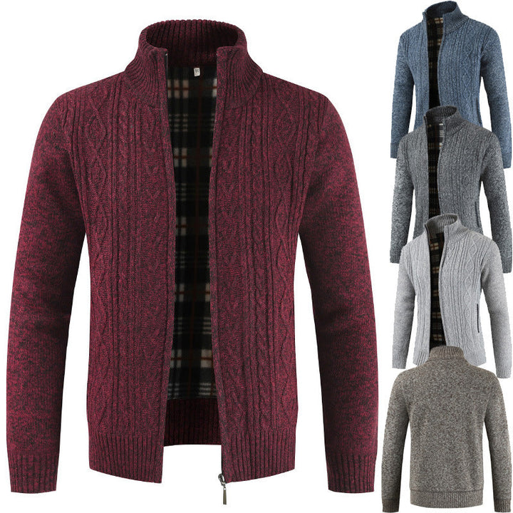Herren Strickjacke mit Reißverschluss und Stehkragen Echoarchiv