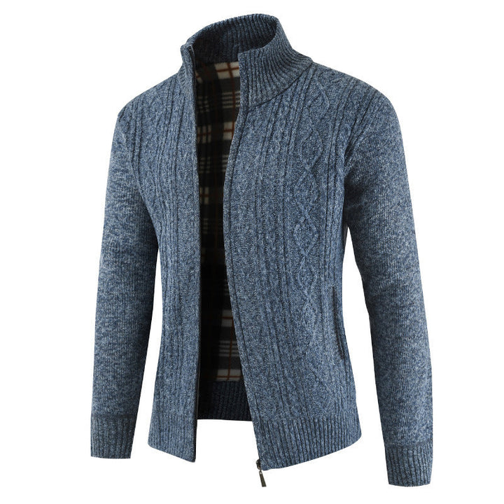 Herren Strickjacke mit Reißverschluss und Stehkragen Echoarchiv