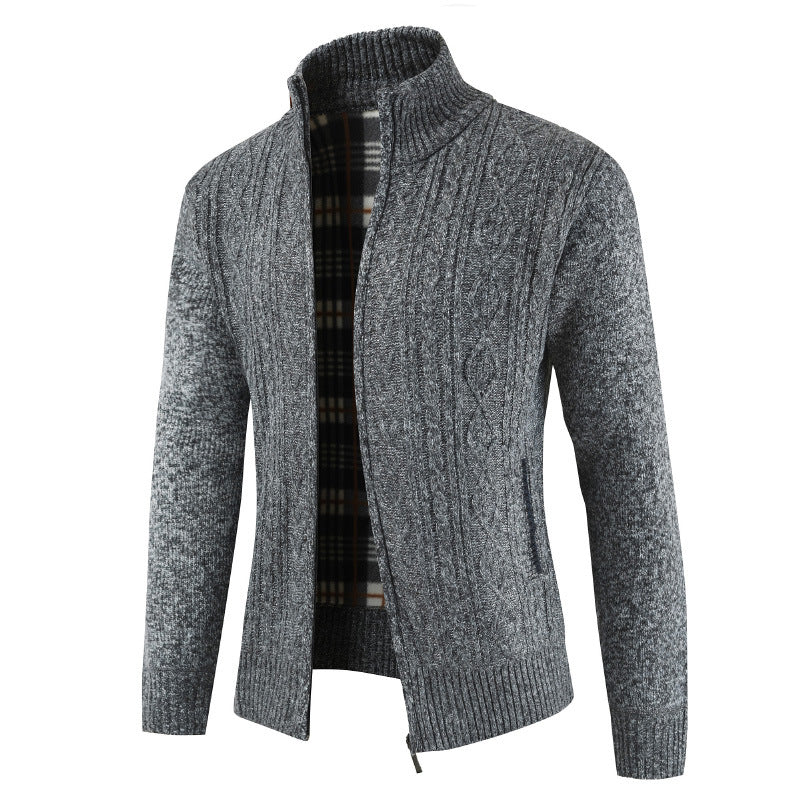 Herren Strickjacke mit Reißverschluss und Stehkragen Echoarchiv