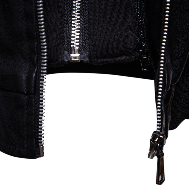Herren Kunstleder Kapuzenjacke mit sportlichem Schnitt und einzigartigen Details Echoarchiv