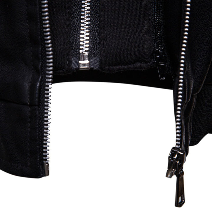 Herren Kunstleder Kapuzenjacke mit sportlichem Schnitt und einzigartigen Details Echoarchiv
