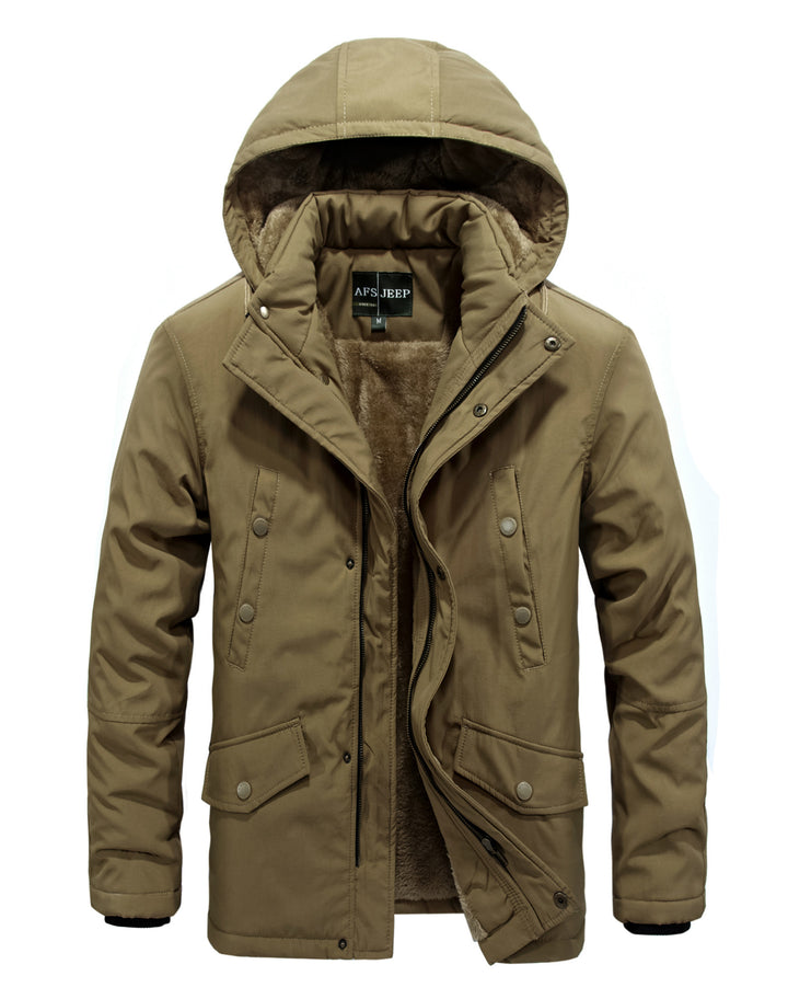 Herren gefütterte Winterjacke mit abnehmbarer Kapuze Echoarchiv