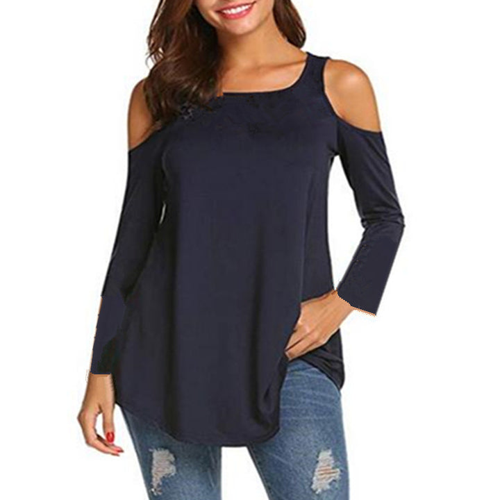 Damen Off-Shoulder Langarm Tunika mit asymmetrischem Saum Echoarchiv