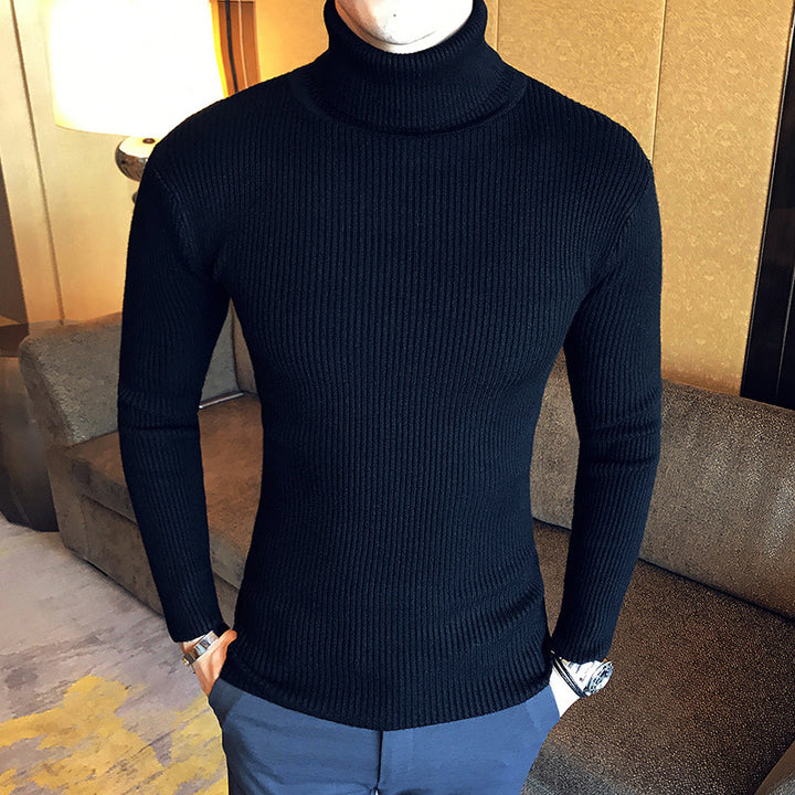Herren Stehkragenpullover aus feinem Rippstrick Echoarchiv