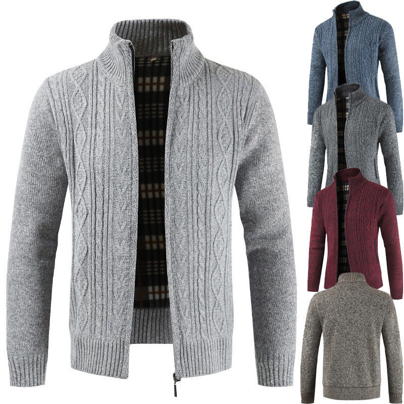 Herren Strickjacke mit Reißverschluss und Stehkragen Echoarchiv