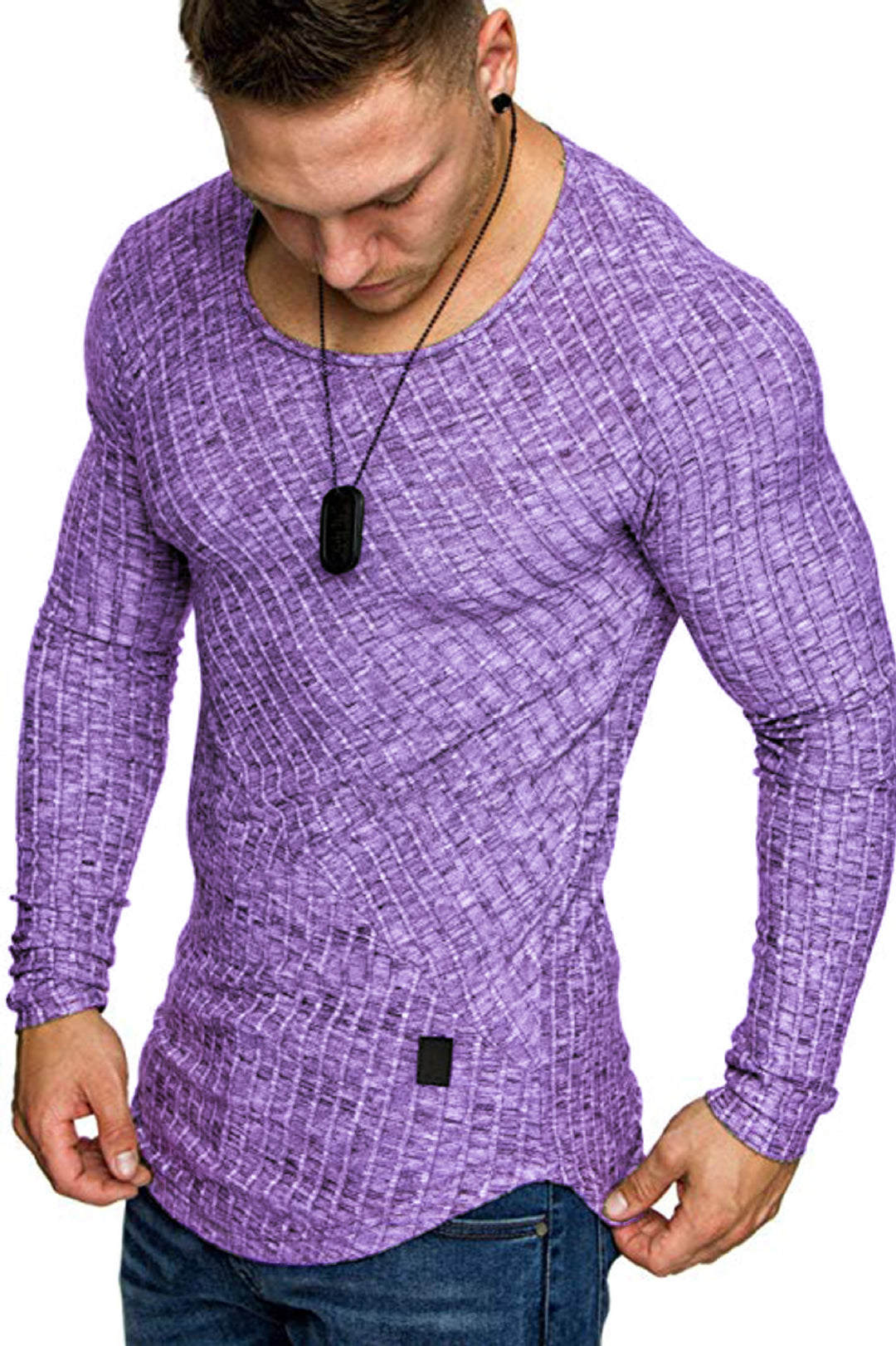 Herren Langarmshirt mit strukturiertem Design und körperbetonter Passform Echoarchiv