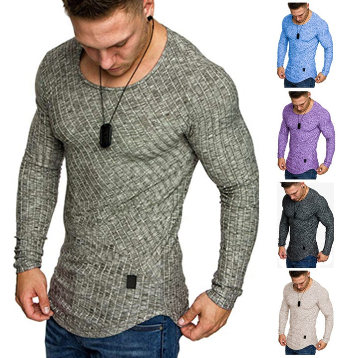 Herren Langarmshirt mit strukturiertem Design und körperbetonter Passform Echoarchiv