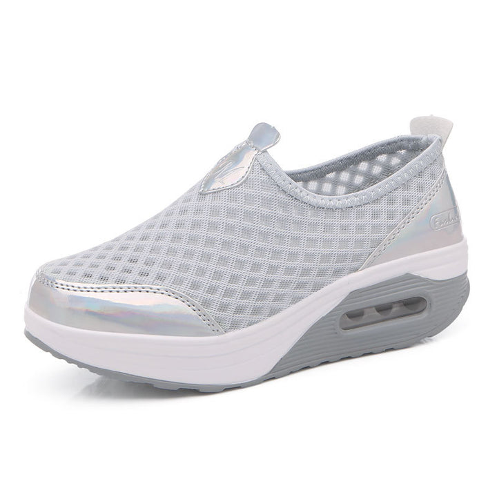 Damen nan komfortabler Schlupf-Keil-Sneaker mit luftgefedertem Plateau und atmungsaktivem Wabenmesh Echo Archiv