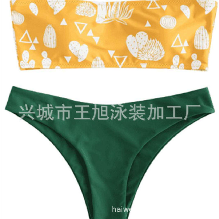 Damen Bandeau-Bikini mit verspieltem Kaktus-Muster Echo Archiv