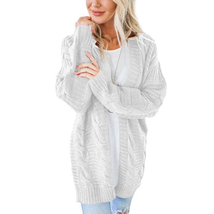 Damen nan langer oversize Strickcardigan mit Zopfmuster und V-Ausschnitt Echo Archiv
