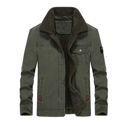 Herren Canvas-Workerjacke mit Teddyfutter, Hemdkragen und Brusttasche Echoarchiv