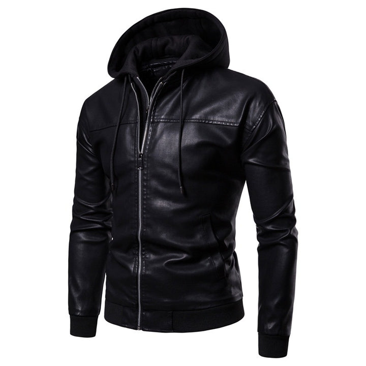 Herren Kunstleder Kapuzenjacke mit sportlichem Schnitt und einzigartigen Details Echoarchiv