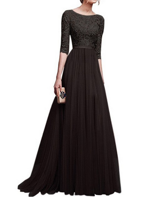 Damen Abendkleid mit Spitzenoberteil und Fließendem Rock Echoarchiv