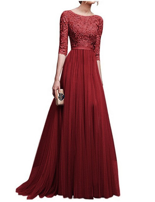 Damen Abendkleid mit Spitzenoberteil und Fließendem Rock Echoarchiv