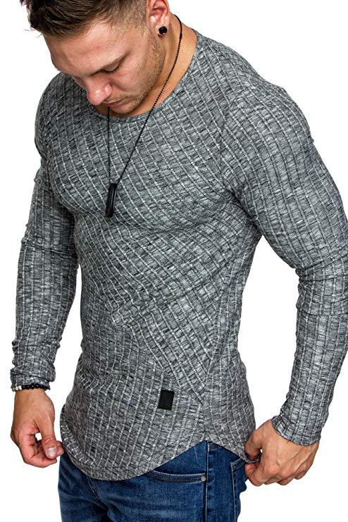 Herren Langarmshirt mit strukturiertem Design und körperbetonter Passform Echoarchiv