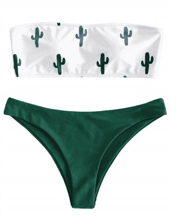 Damen Bandeau-Bikini mit verspieltem Kaktus-Muster Echo Archiv