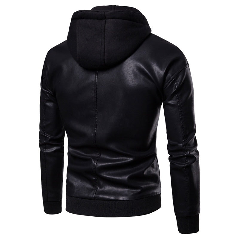 Herren Kunstleder Kapuzenjacke mit sportlichem Schnitt und einzigartigen Details Echoarchiv