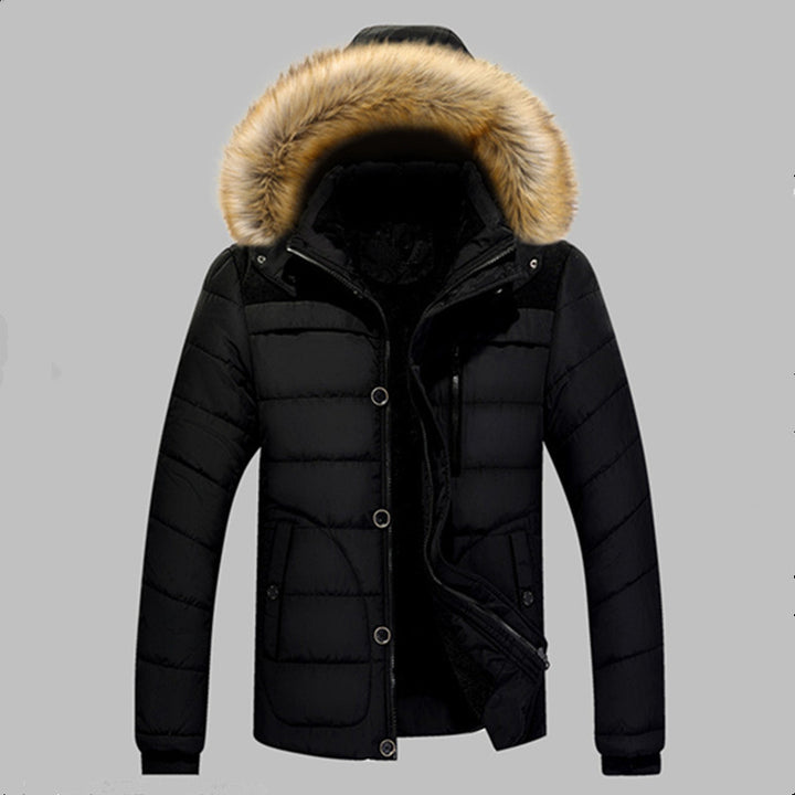 Herren Gefütterte Stepp-Expeditionsjacke mit Kunstfellkapuze und Frontmix-Taschen Echoarchiv