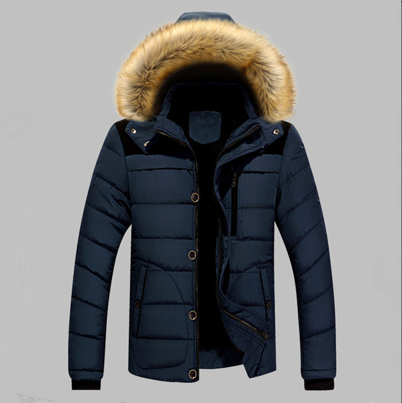 Herren Gefütterte Stepp-Expeditionsjacke mit Kunstfellkapuze und Frontmix-Taschen Echoarchiv