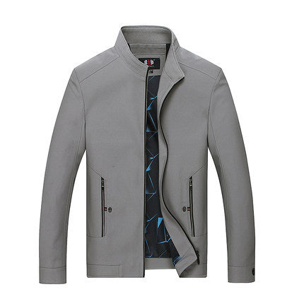 Herren Schlanke Stehkragen-Übergangsjacke mit Reißverschluss, wasserabweisender Außenfläche und geometrischem Futter Echoarchiv