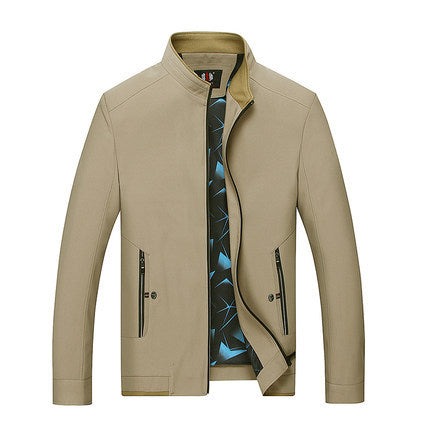 Herren Schlanke Stehkragen-Übergangsjacke mit Reißverschluss, wasserabweisender Außenfläche und geometrischem Futter Echoarchiv