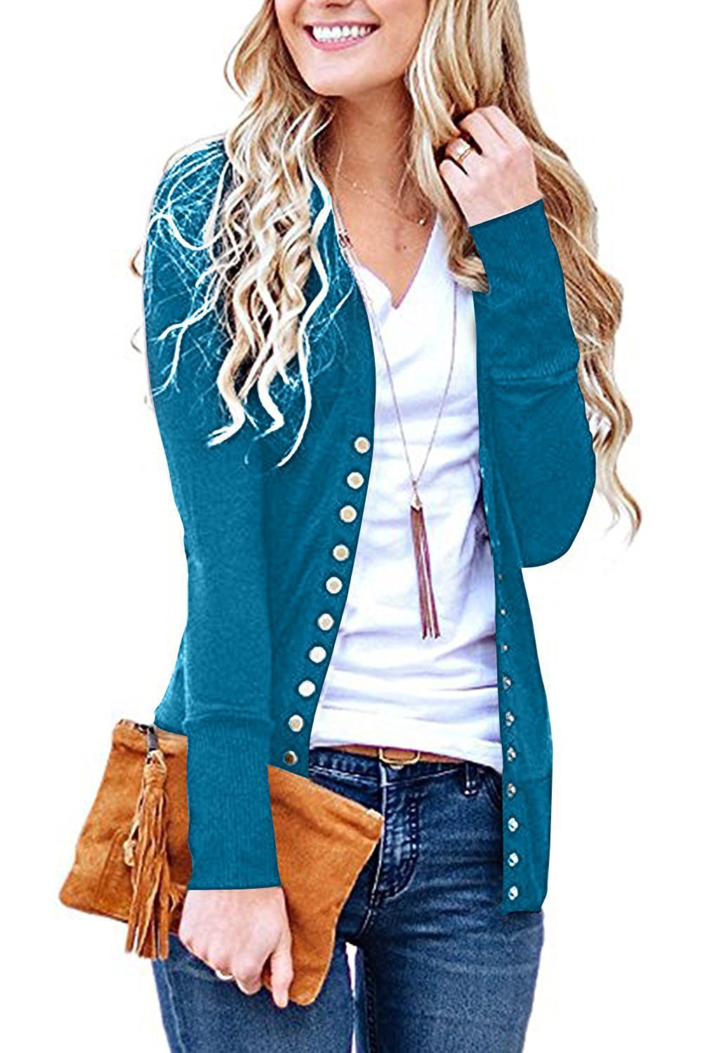 Damen nan Feinstrick-Cardigan mit dekorativen Metallknöpfen und schmaler Silhouette Echo Archiv