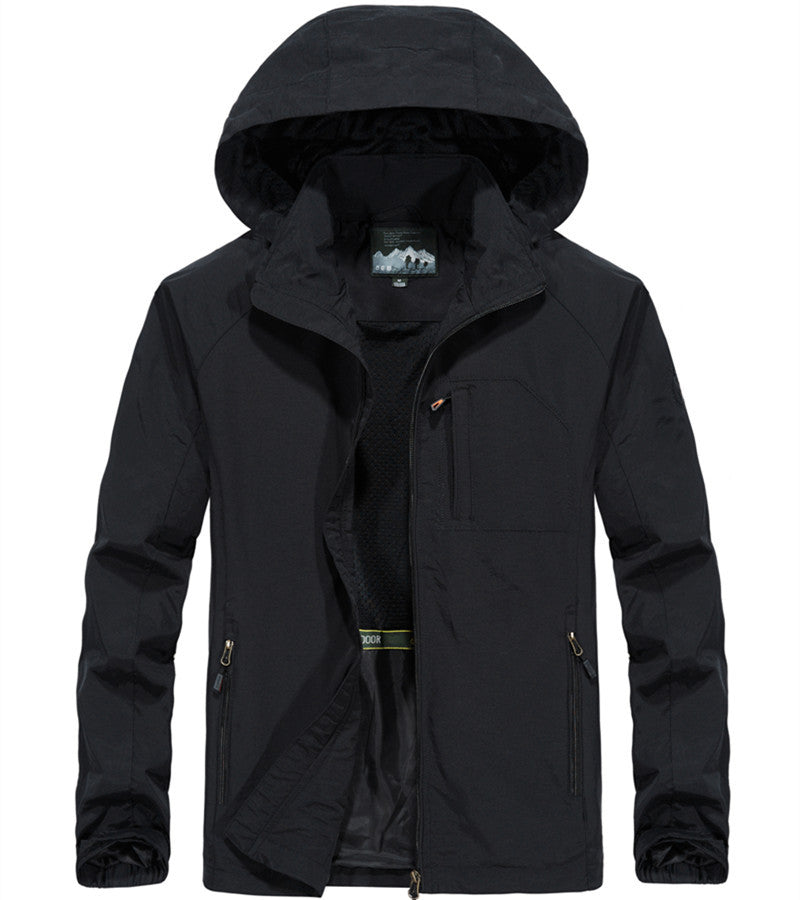 Herren Leichte Allwetter-Fieldjacke mit Kapuze, Mesh‑Innenfutter und Reißverschlusstaschen Echoarchiv
