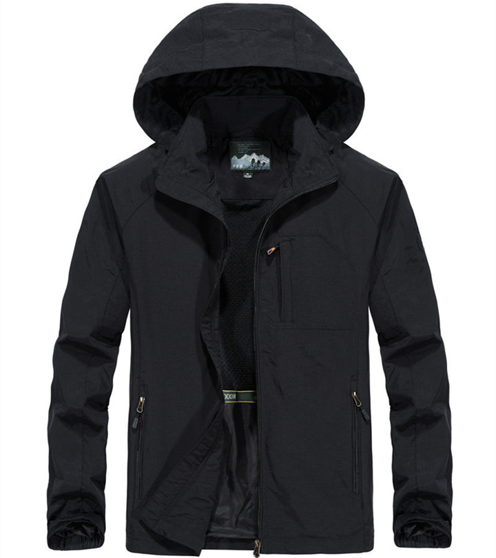 Herren Leichte Allwetter-Fieldjacke mit Kapuze, Mesh‑Innenfutter und Reißverschlusstaschen Echoarchiv