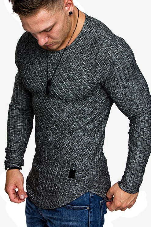 Herren Langarmshirt mit strukturiertem Design und körperbetonter Passform Echoarchiv