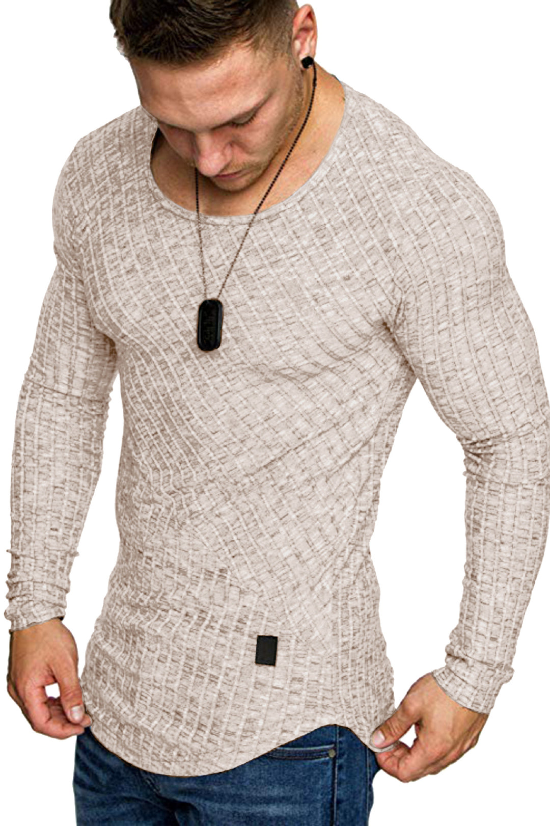Herren Langarmshirt mit strukturiertem Design und körperbetonter Passform Echoarchiv