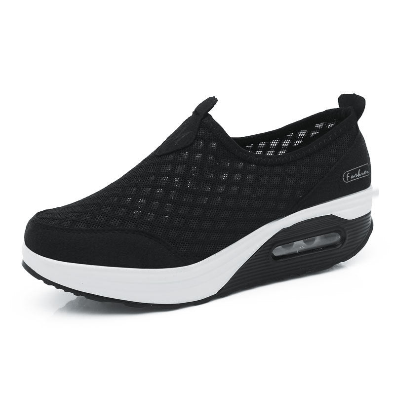 Damen nan komfortabler Schlupf-Keil-Sneaker mit luftgefedertem Plateau und atmungsaktivem Wabenmesh Echo Archiv