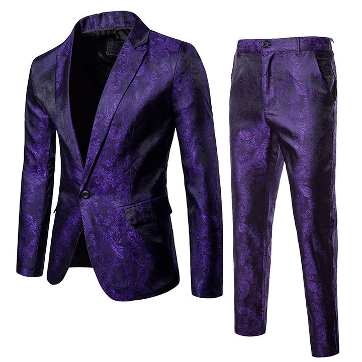 Herren elegantes Samt-Anzug Set mit feinem Paisleymuster Echoarchiv