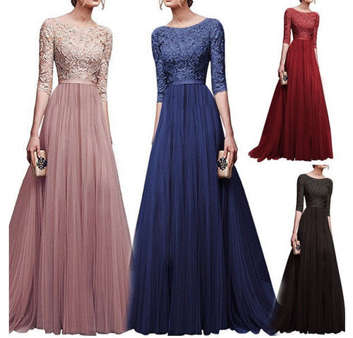 Damen Abendkleid mit Spitzenoberteil und Fließendem Rock Echoarchiv