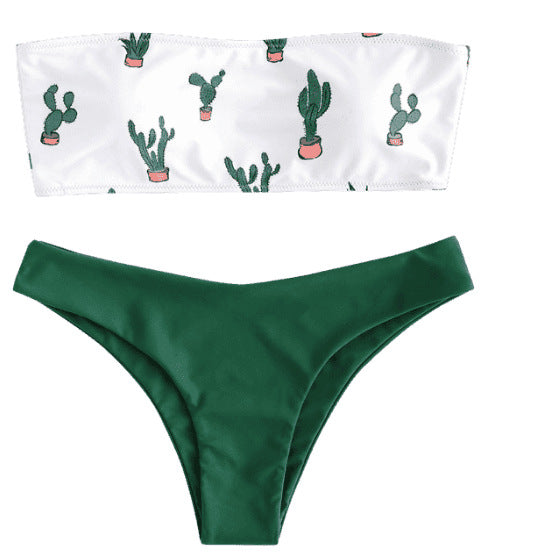 Damen Bandeau-Bikini mit verspieltem Kaktus-Muster Echo Archiv