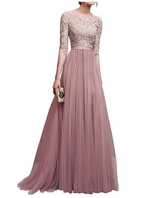 Damen Abendkleid mit Spitzenoberteil und Fließendem Rock Echoarchiv