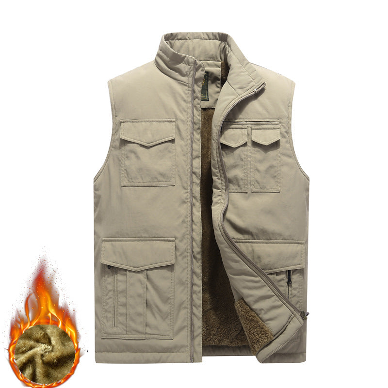 Herren Outdoor‑Utility‑Weste mit wärmendem Teddyplüschfutter und Mehrfachtaschen Echoarchiv