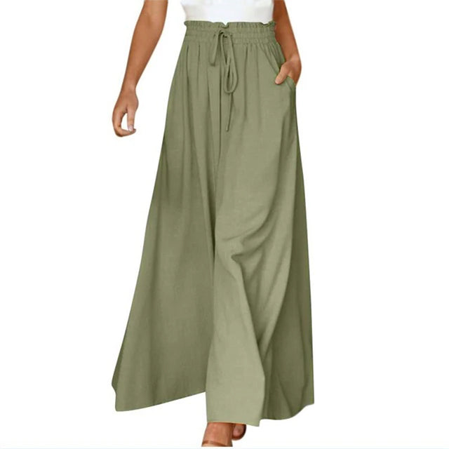 Echoarchiv | Leichte Damen Leinenhose mit Weitem Bein für Frühling und Sommer