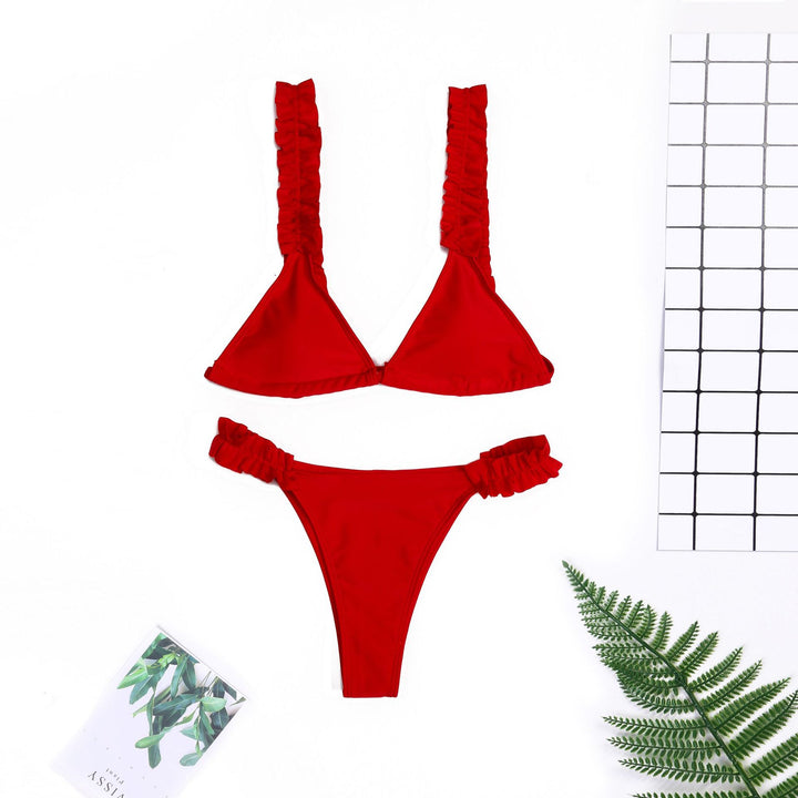 Damen Triangel-Bikini mit Rüschen und farbenfrohem Design Echo Archiv